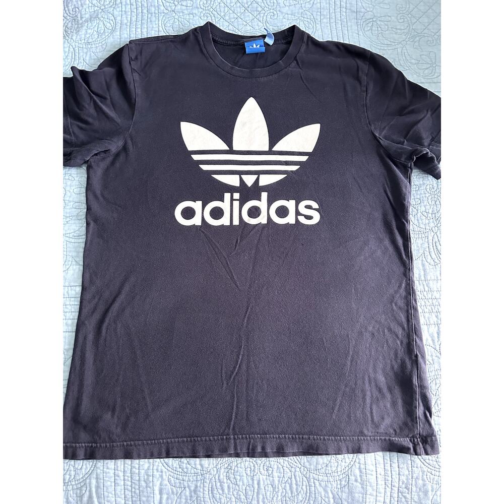 Men Adidas Shirt Navy Blue Size Large Pre Owned